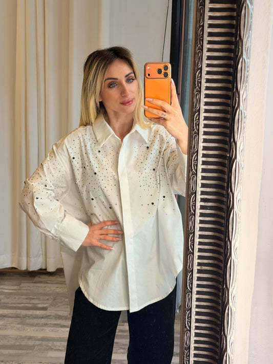 Πουκάμισο oversized με μαύρες πέτρες