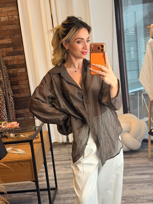 Silk touch πουκάμισο καφέ