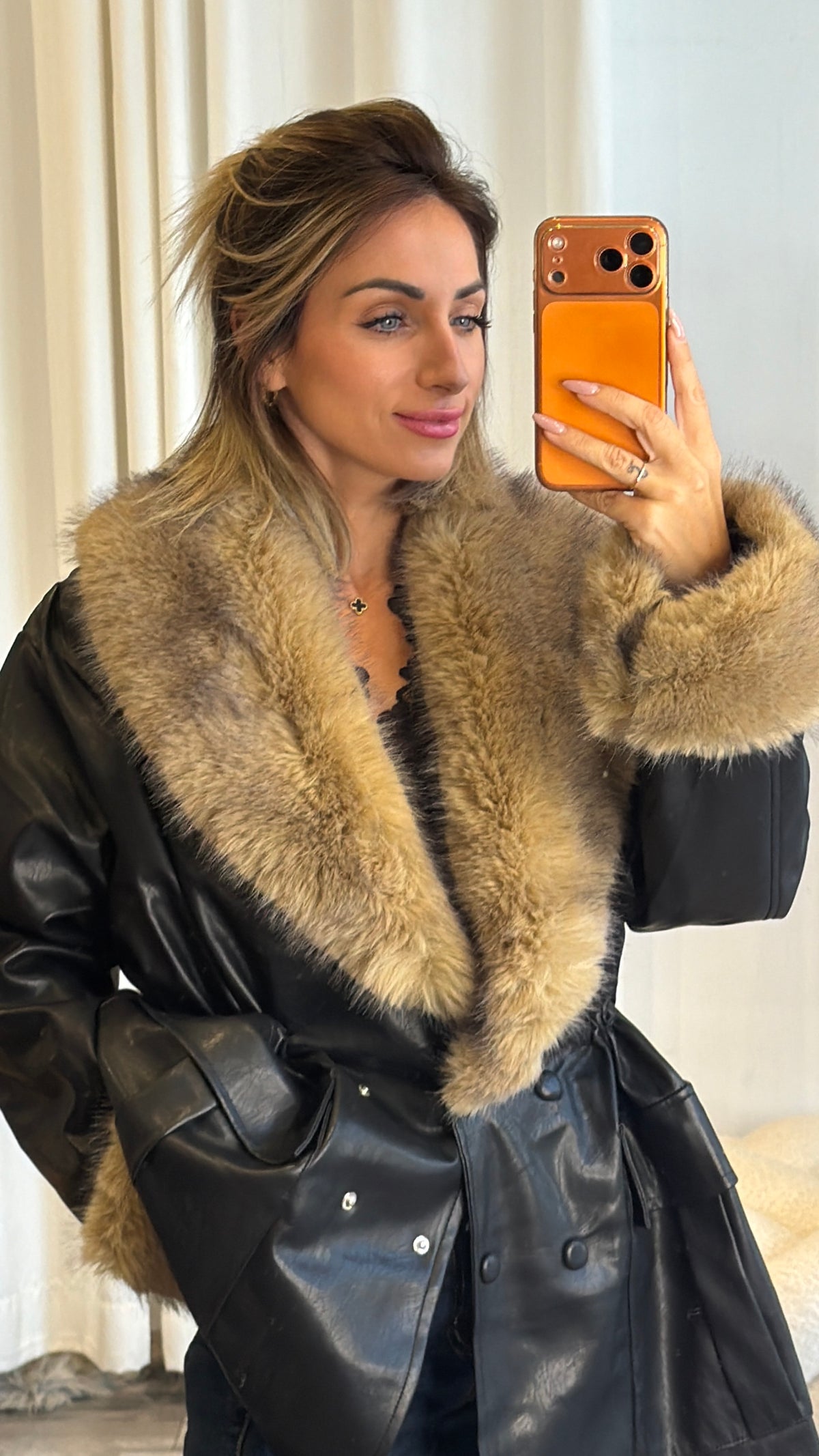 Eco leather ημιπαλτο