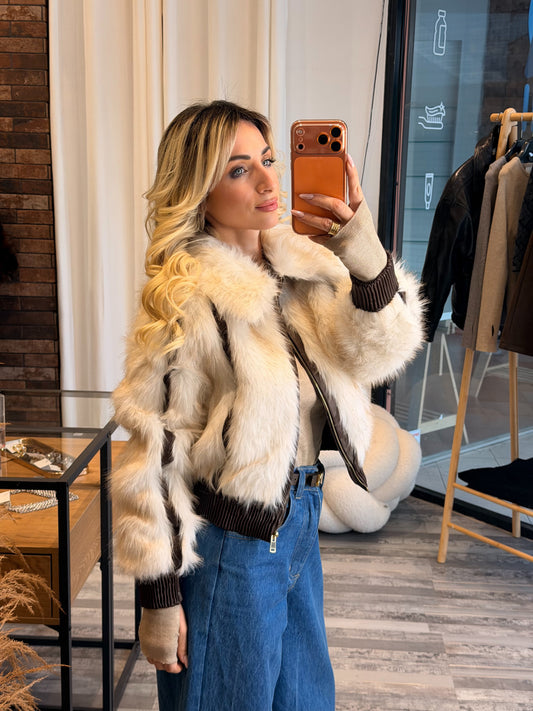 Eco leather jacket crop