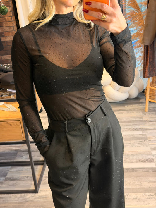 Διάφανο Κορμάκι με Μαύρες Πέτρες