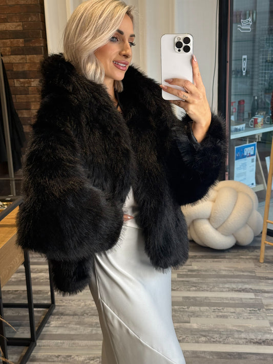 Κοντή Μαύρη Οικολογική Γούνα