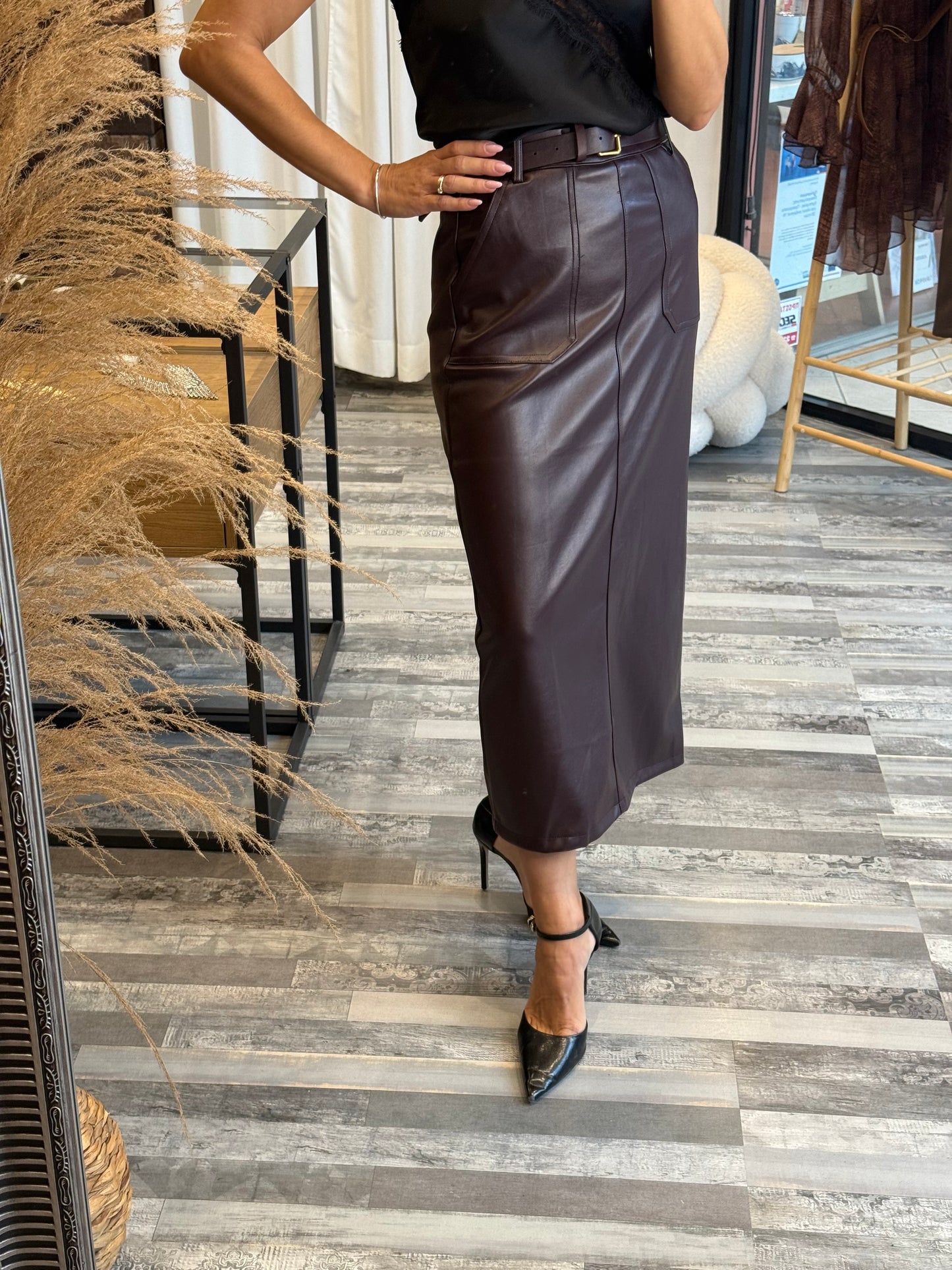 Midi Φούστα από Eco-Leather