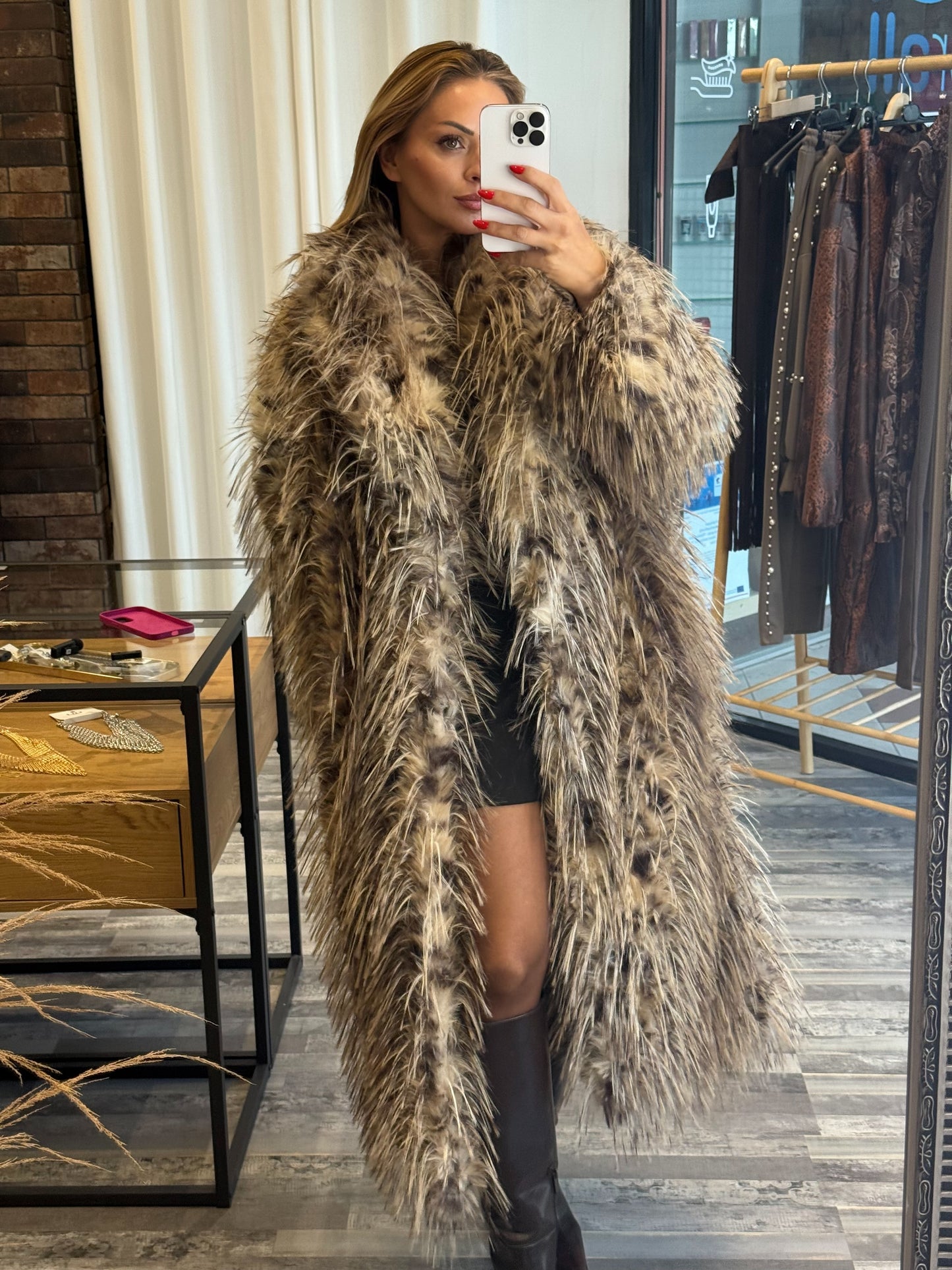 Μακριά Animal Print Οικολογική Γούνα