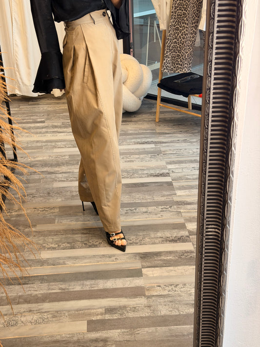 Ψηλομεσο barrel παντελόνι μπεζ