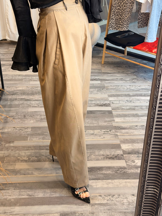 Ψηλομεσο barrel παντελόνι μπεζ