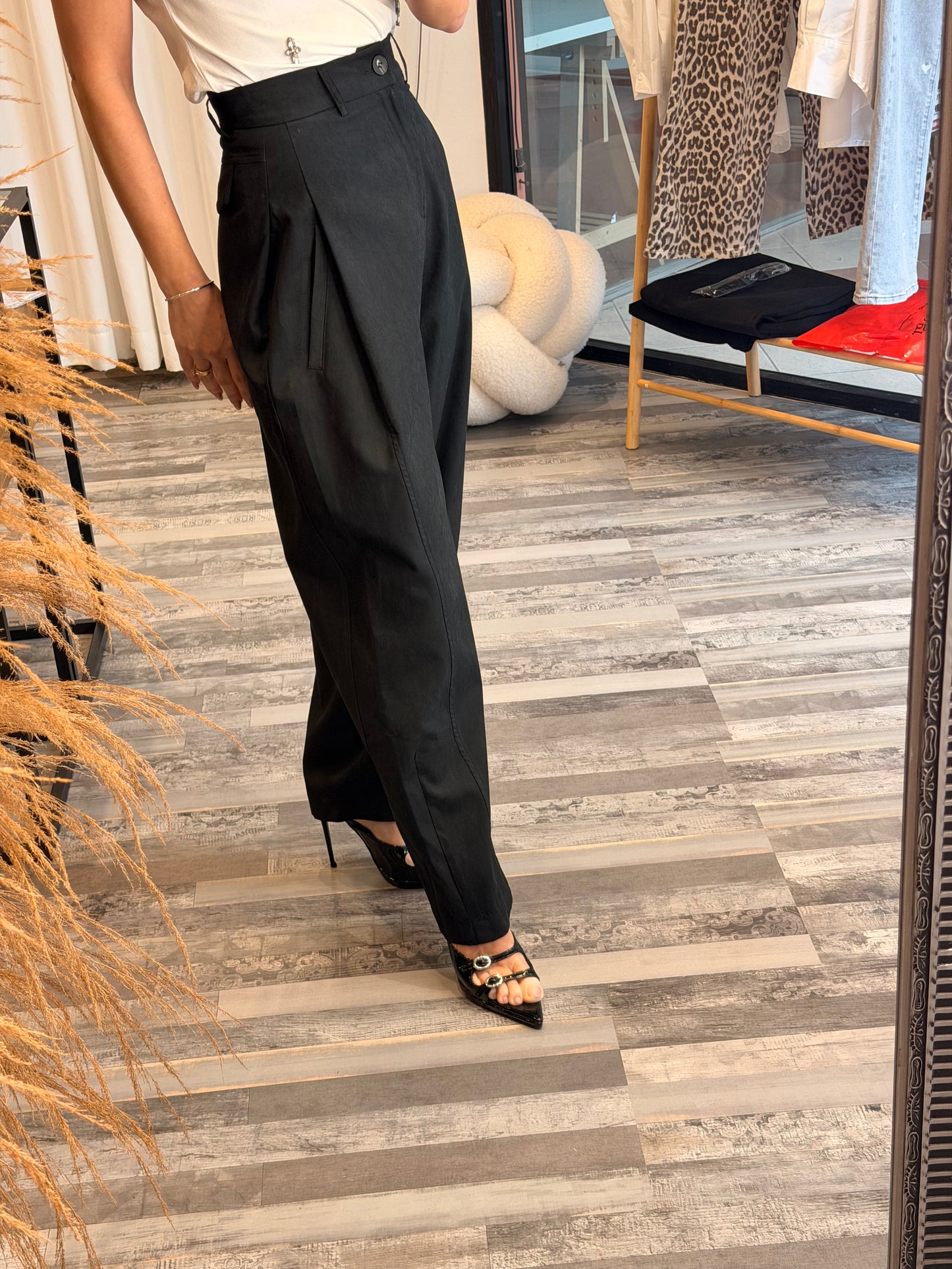 Ψηλομεσο barrel παντελόνι μαύρο