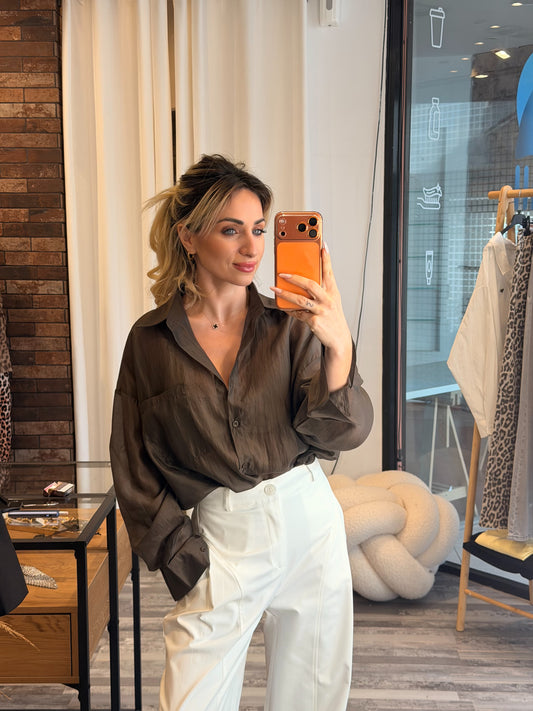 Silk touch πουκάμισο καφέ