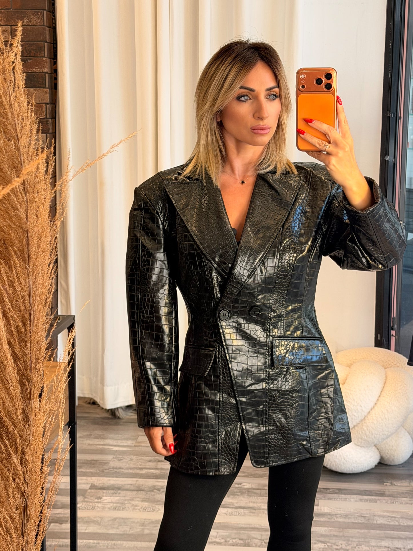 Eco leather σακάκι μεσάτο