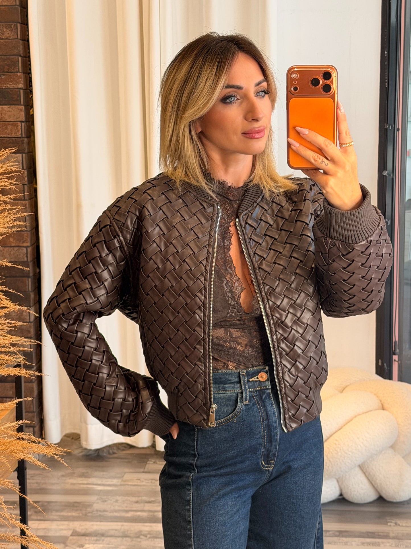 Eco leather bomber