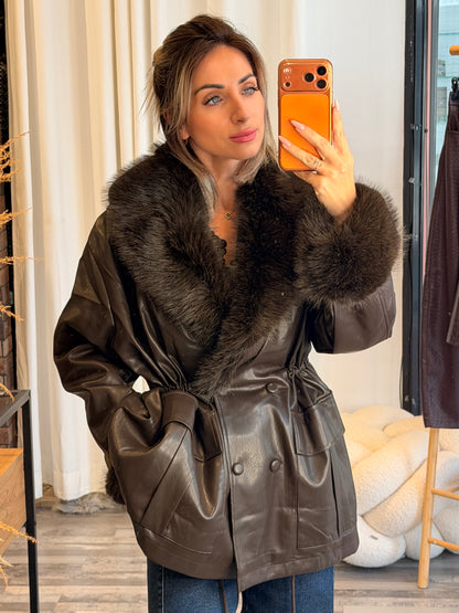 Eco leather ημιπαλτο