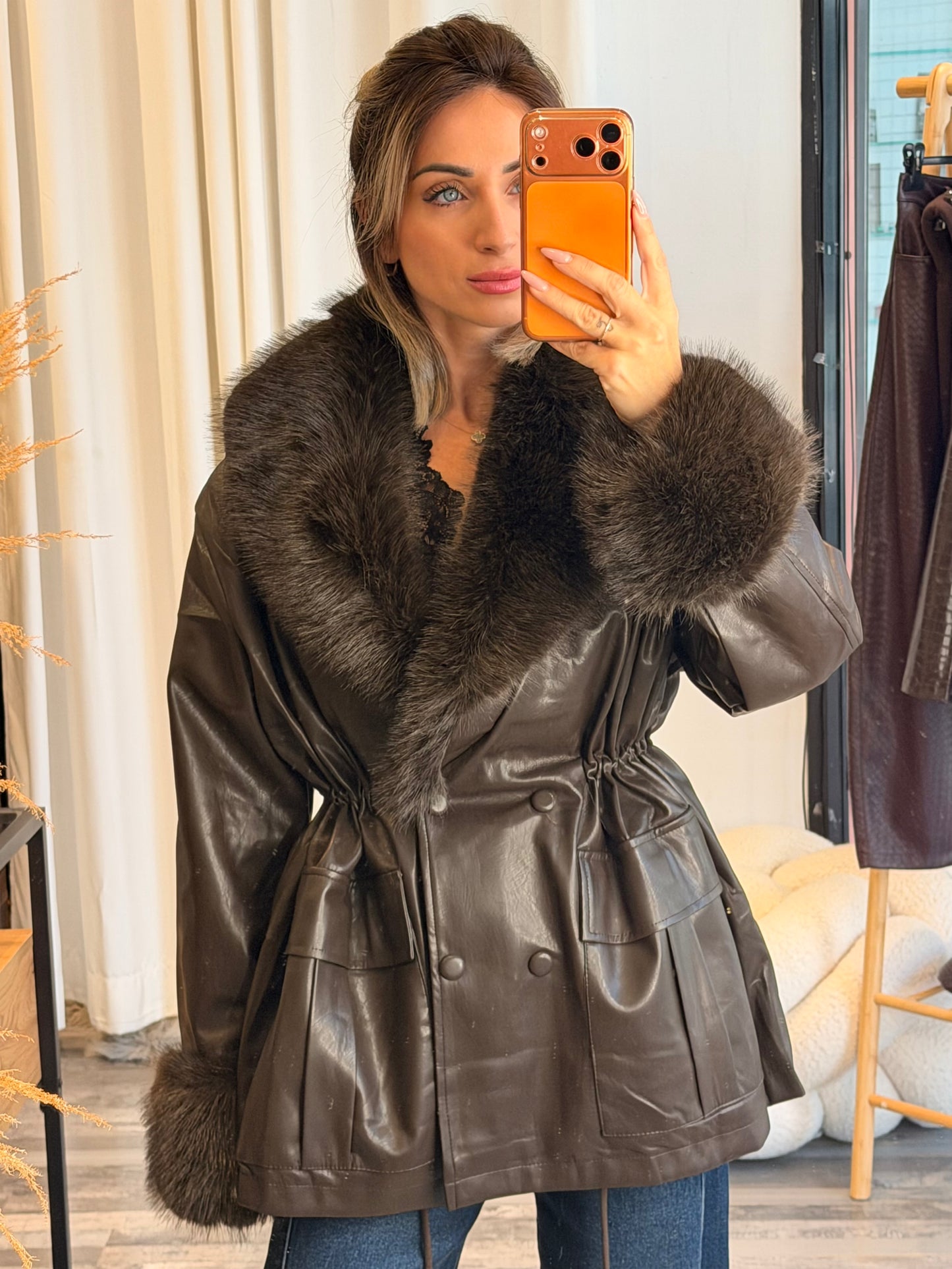 Eco leather ημιπαλτο