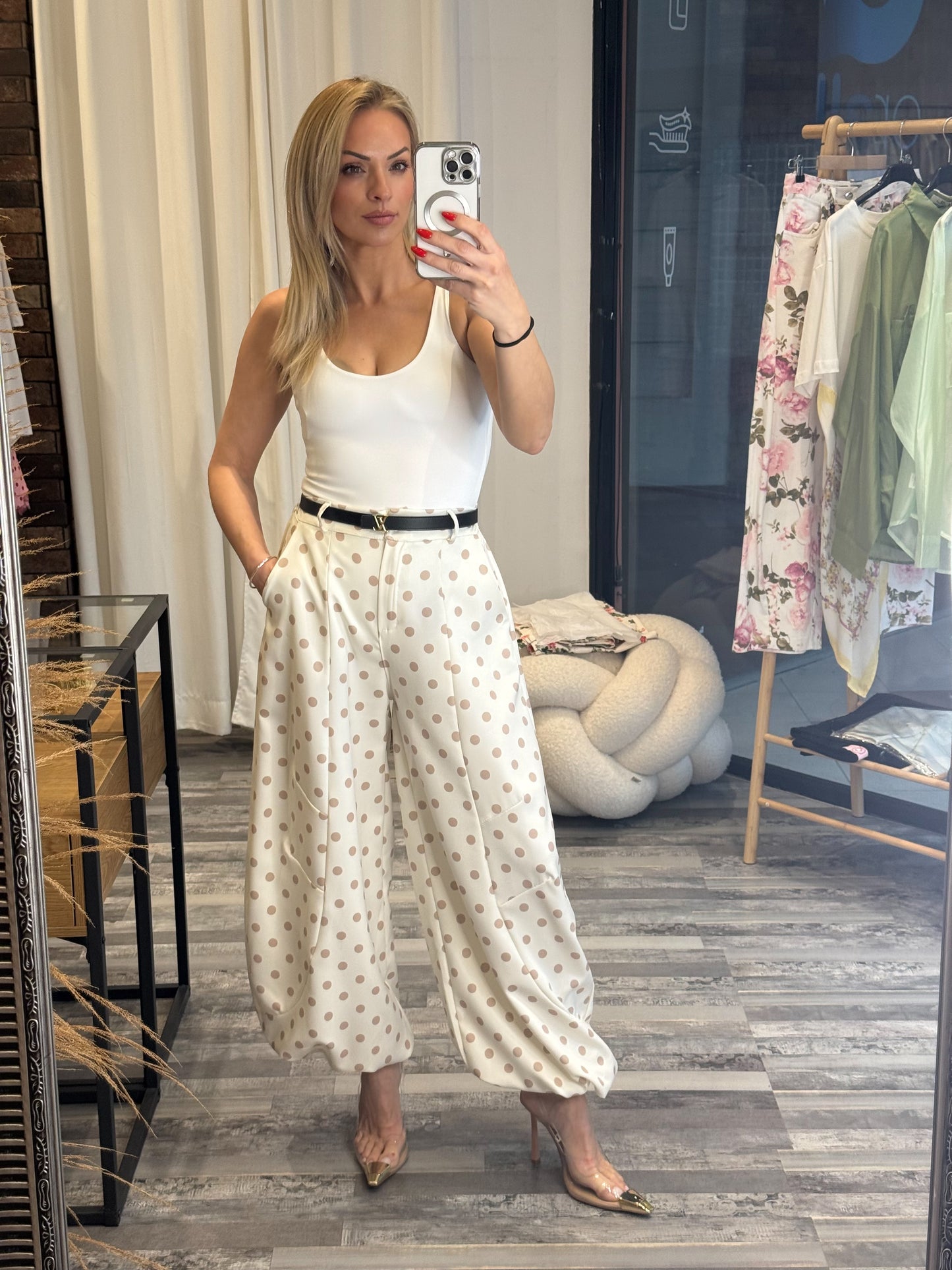 Polka dot παντελόνι