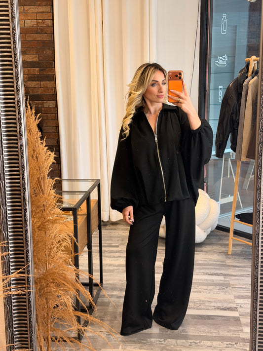 Σετ φόρμες με ζακέτα μαύρες