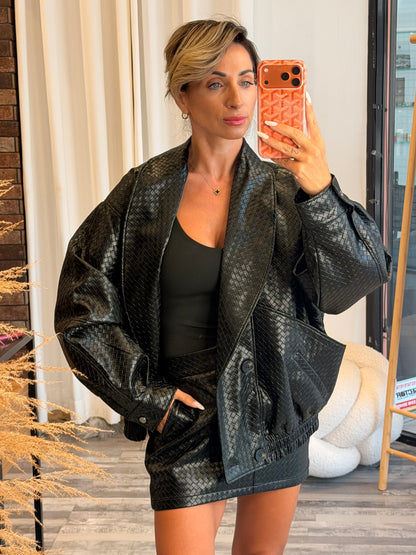 Σετ bomber και φούστα eco leather