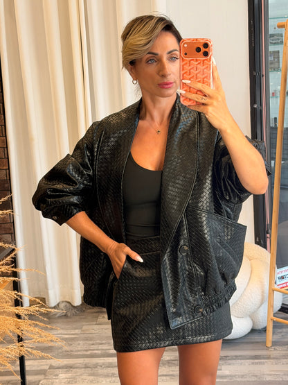 Σετ bomber και φούστα eco leather