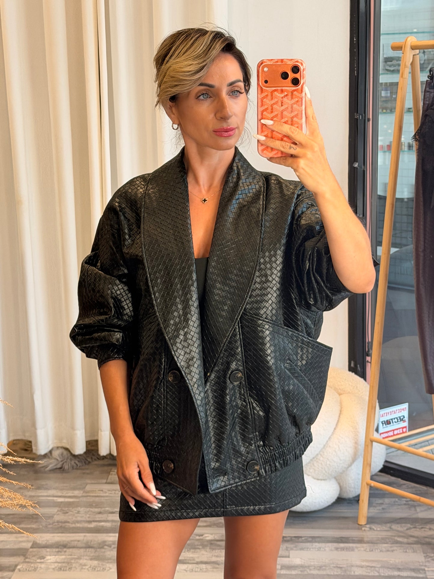 Σετ bomber και φούστα eco leather