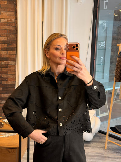 Σετ με διάτρητο σχέδιο μαύρο