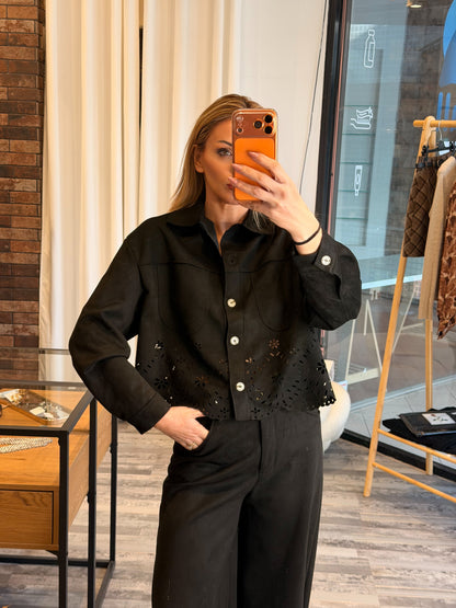 Σετ με διάτρητο σχέδιο μαύρο