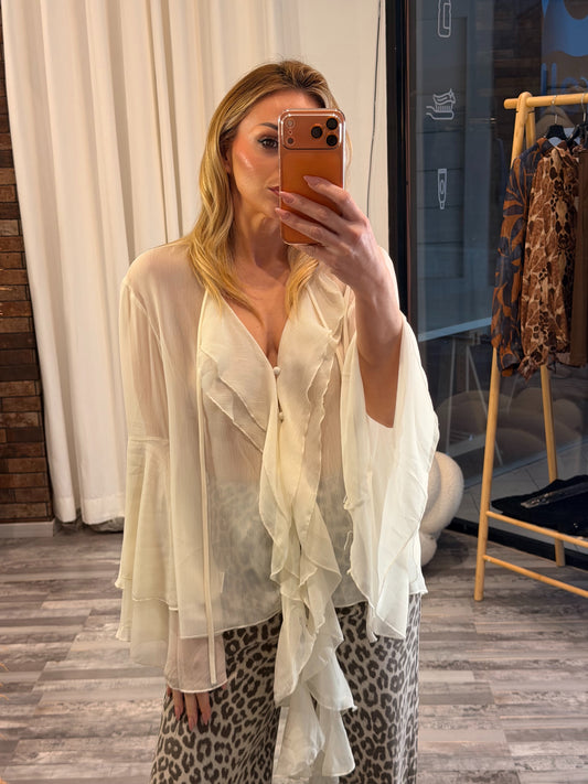 Εκρου αέρινο πουκάμισο