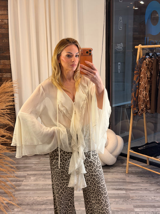 Εκρου αέρινο πουκάμισο