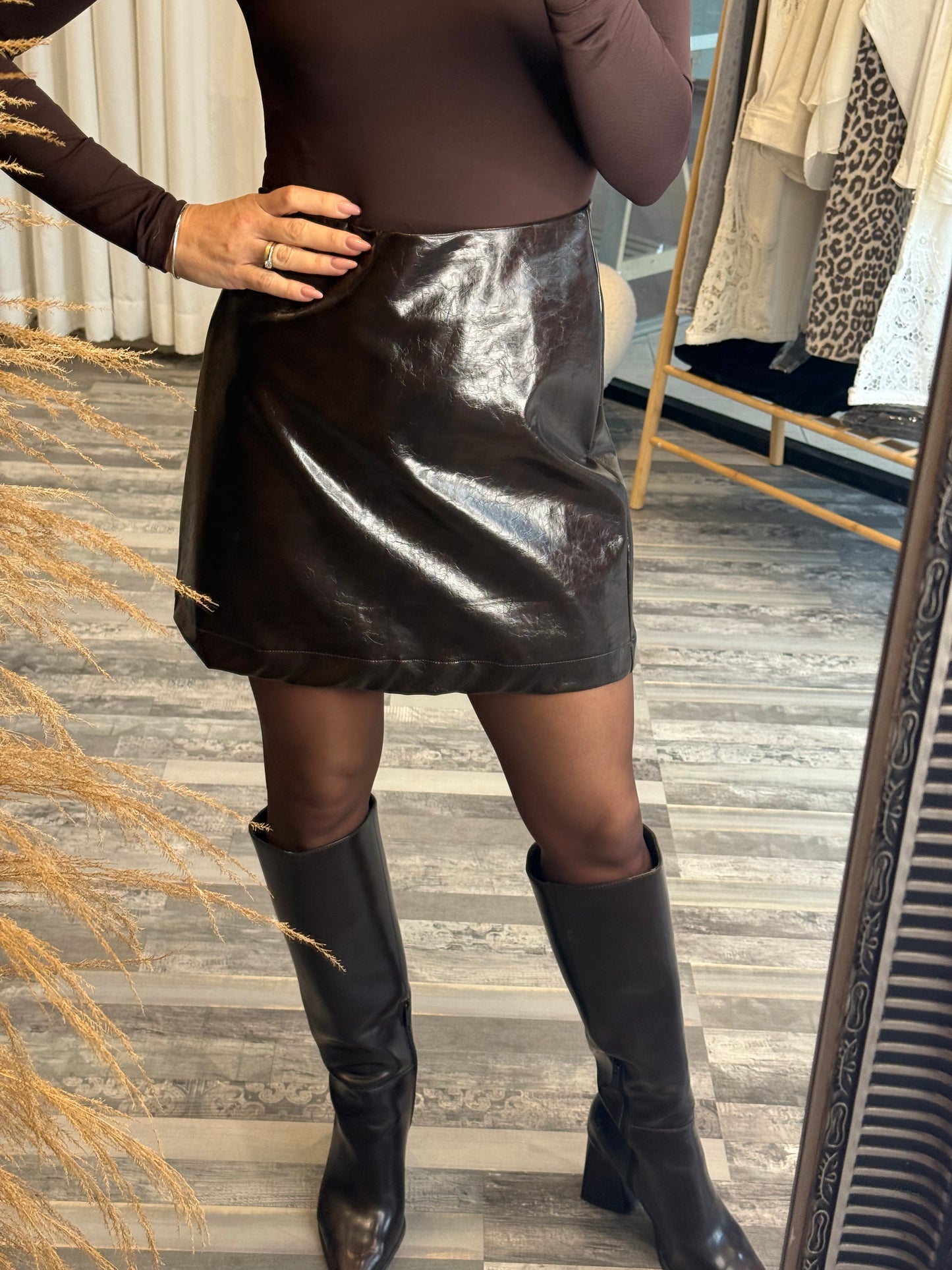 Eco leather μίνι φούστα