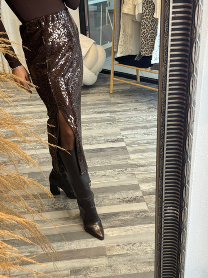 Φούστα sequin καφέ