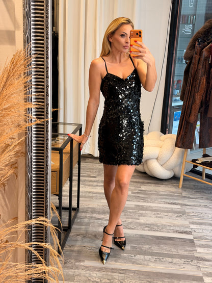 Μίνι Φόρεμα με Μαύρες Παγιέτες