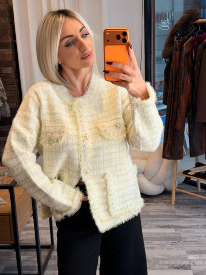 Ζακέτα Tweed με Χρυσή Κλωστή