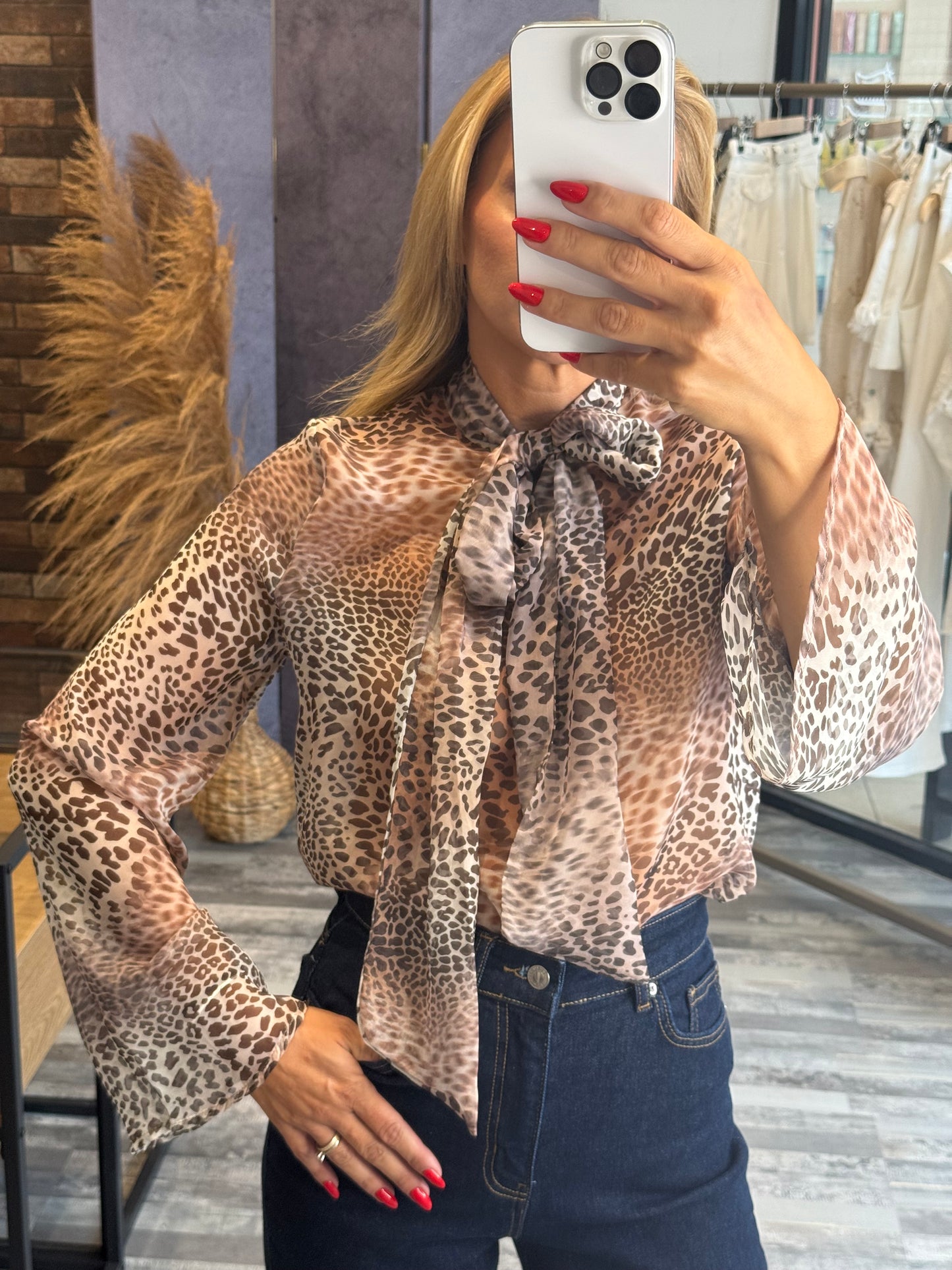 Animal Print See-Through Πουκάμισο