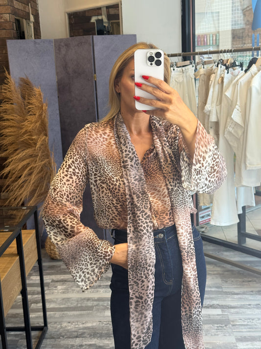 Animal Print See-Through Πουκάμισο