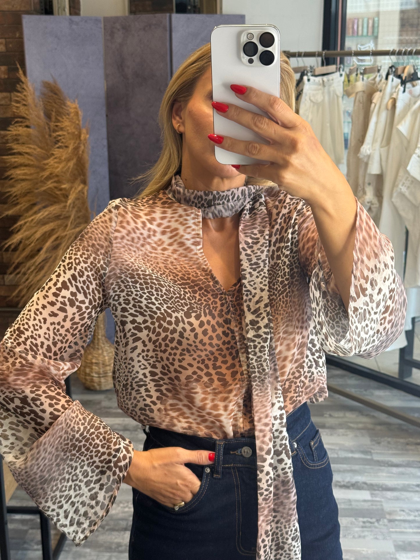 Animal Print See-Through Πουκάμισο