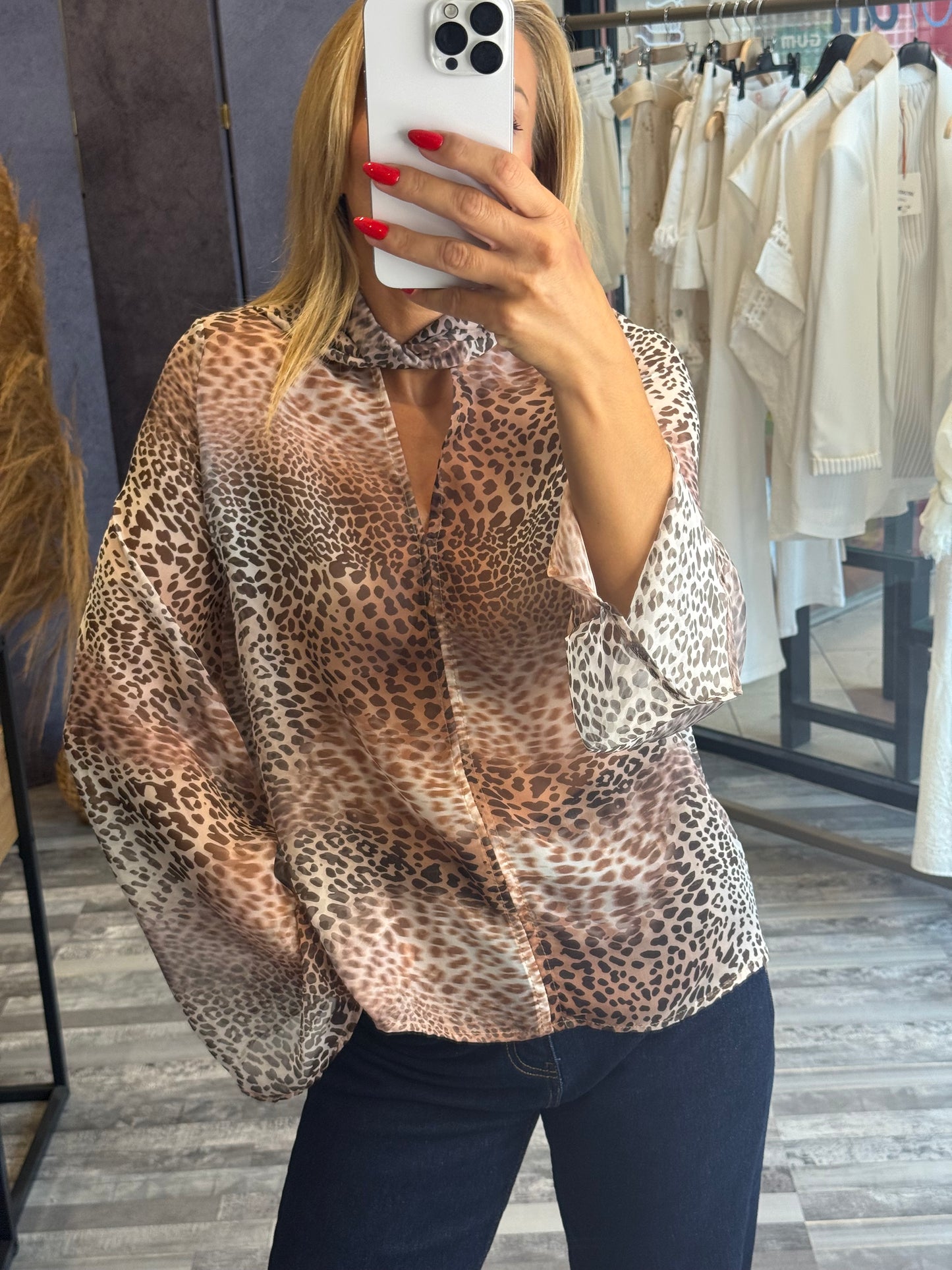 Animal Print See-Through Πουκάμισο