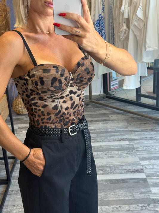Animal Print Μπούστο με Τιράντες
