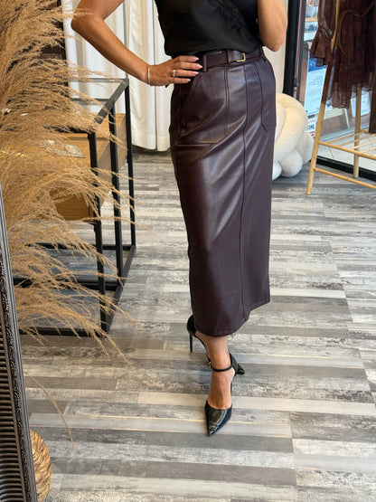 Midi Φούστα από Eco-Leather