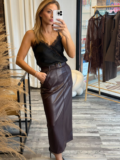 Midi Φούστα από Eco-Leather