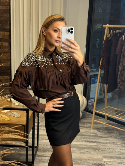 Καστόρινο Πουκάμισο με Κρόσσια & Πέτρες