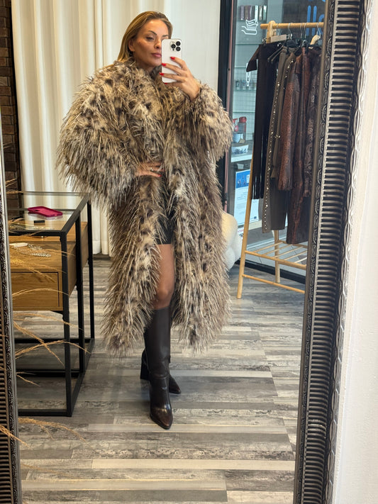 Μακριά Animal Print Οικολογική Γούνα