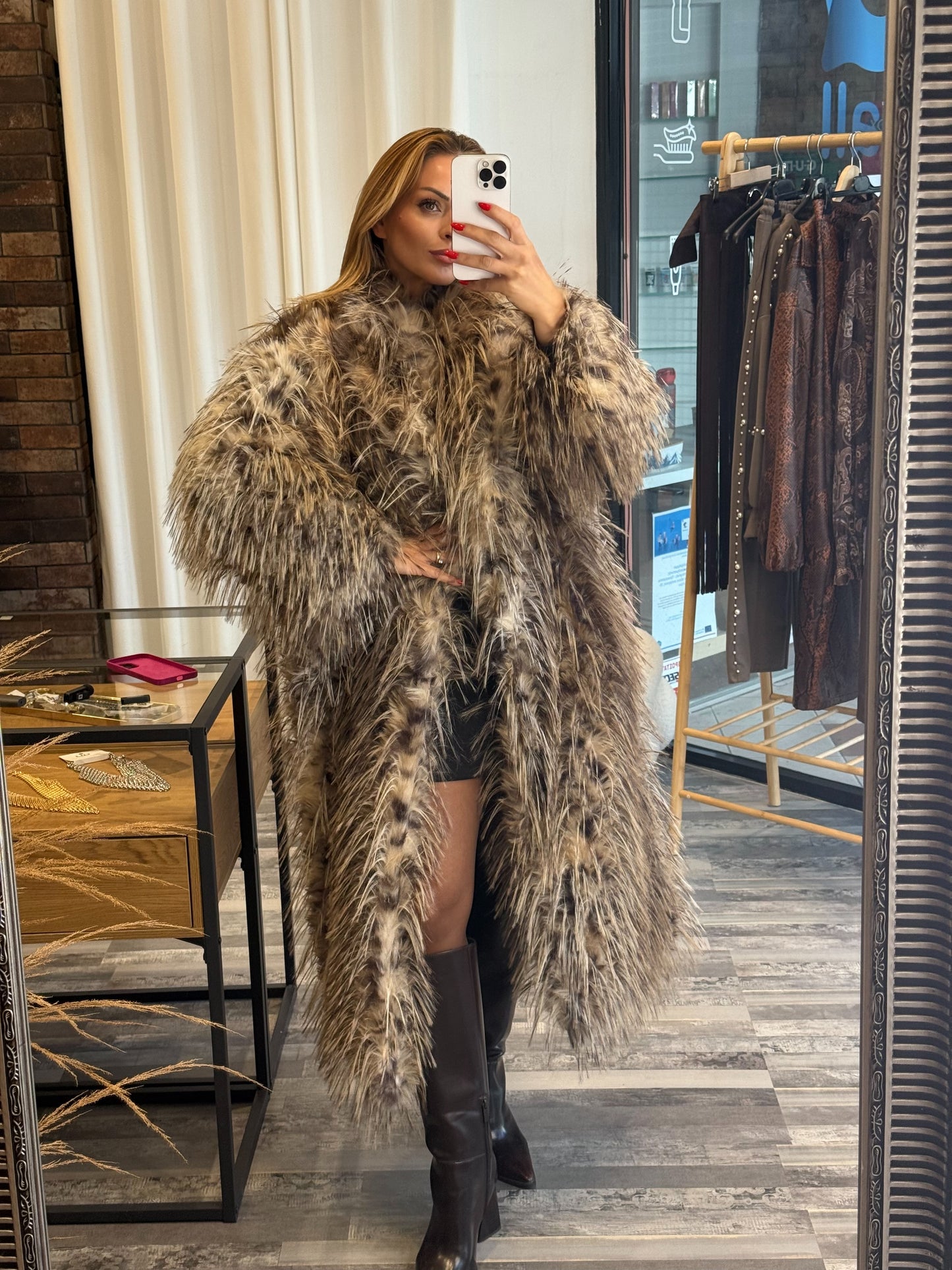 Μακριά Animal Print Οικολογική Γούνα