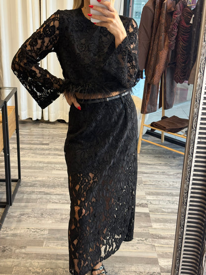 Σετ Βελούδο & Δαντέλα με Αποσπώμενο Μαραμπού