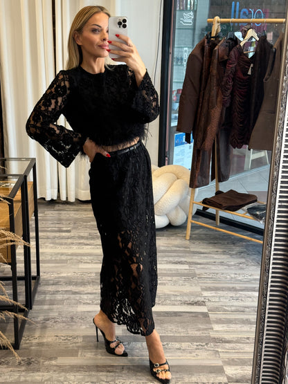 Σετ Βελούδο & Δαντέλα με Αποσπώμενο Μαραμπού